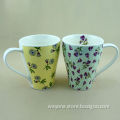 2-piece Mug Set, Floral Motif and Fashionable Shape, Made of New Bone China and Porcelain, for Gift